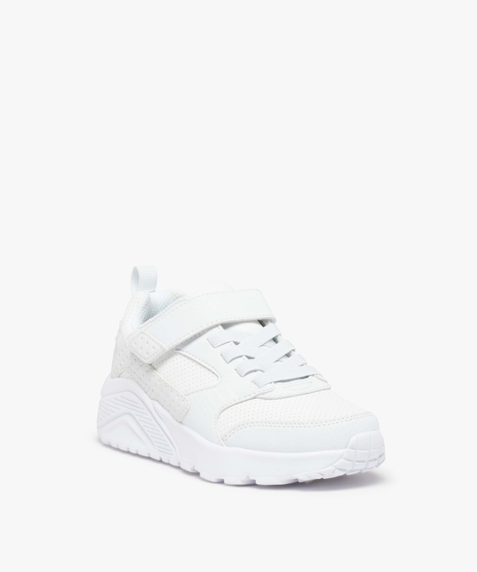 Baskets Garçon unies à lacets et scratch - Skechers blanc | GEMO