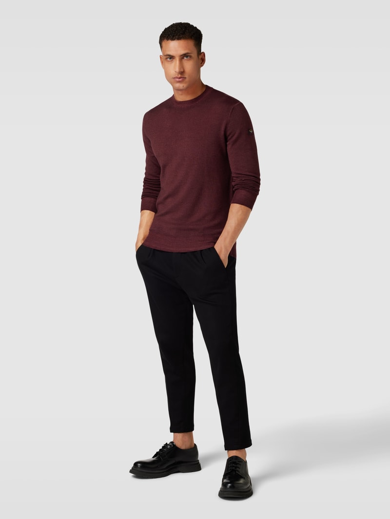 Sweatshirt aus Lanawolle mit Label-Patch in bordeaux rot