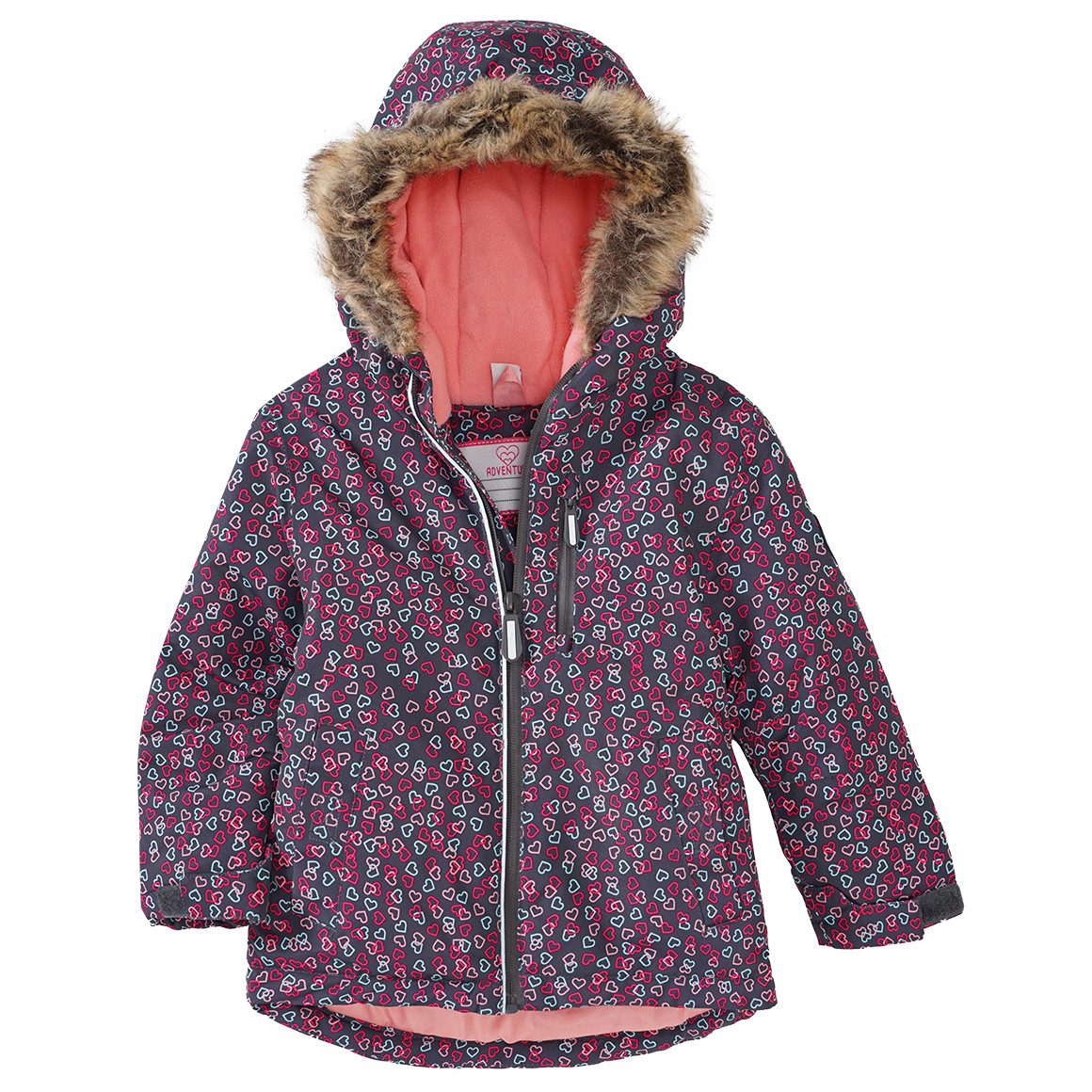 Mädchen Schneejacke mit Herzchen-Muster