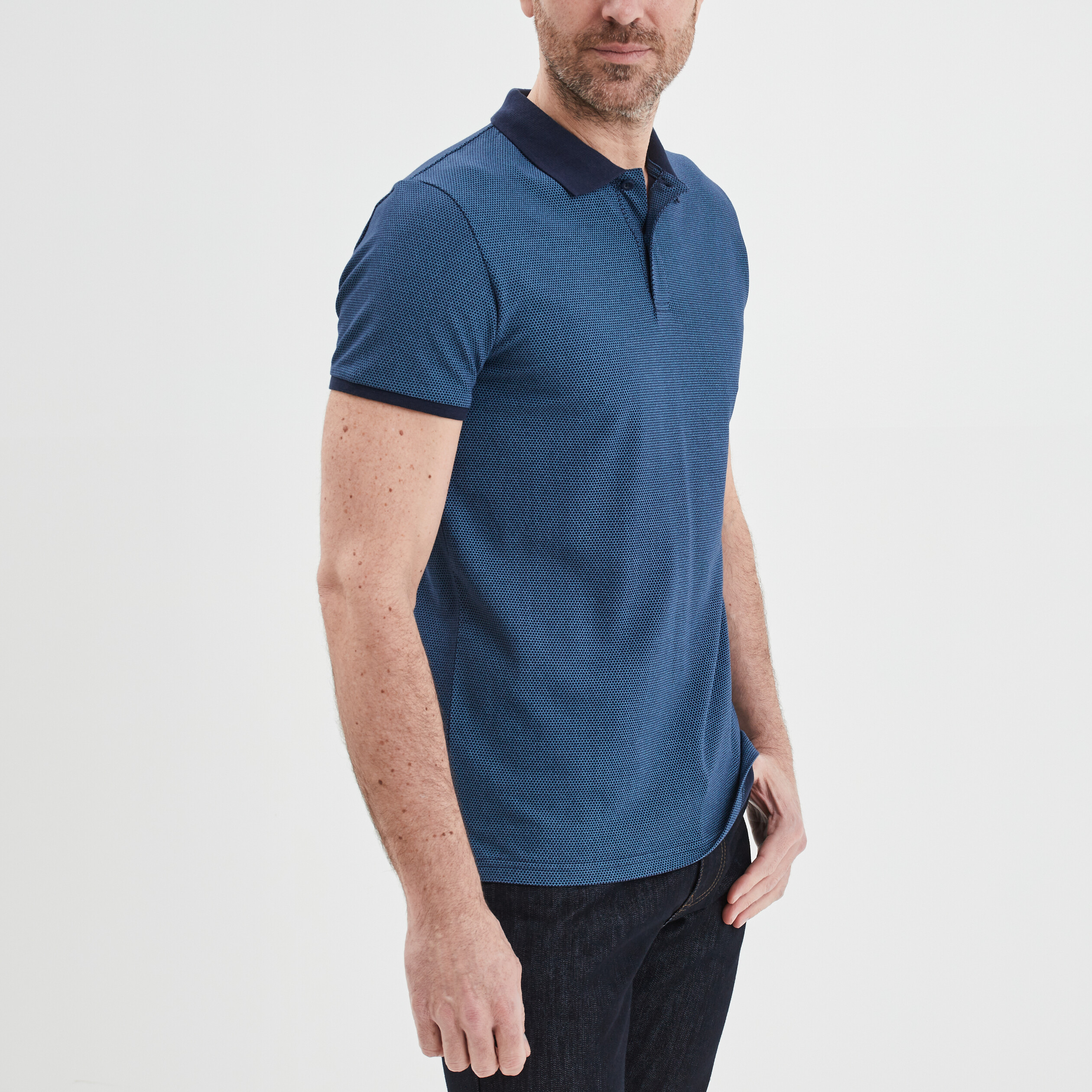 Polo droit manches courtes coton bleu marine homme | La Halle
