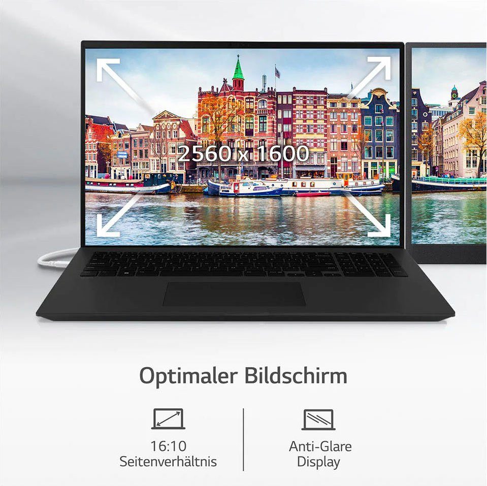 LG 17Z90Q-G.AA78G Notebook (43,18 cm/17 Zoll, Intel Core i7 1260P, Iris Xe Graphics, 1000 GB SSD)