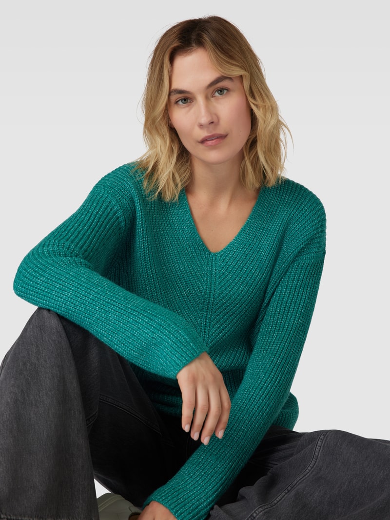 Strickpullover mit überschnittenen Schultern in bottle