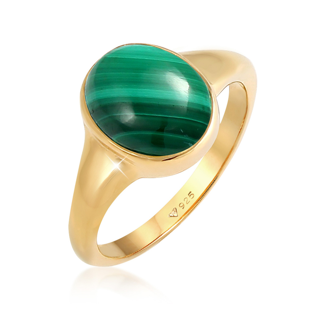 Elli PREMIUM Elli PREMIUM Bague Bague pour dames en argent sterling 925 plaqué or, vert élégan Bague