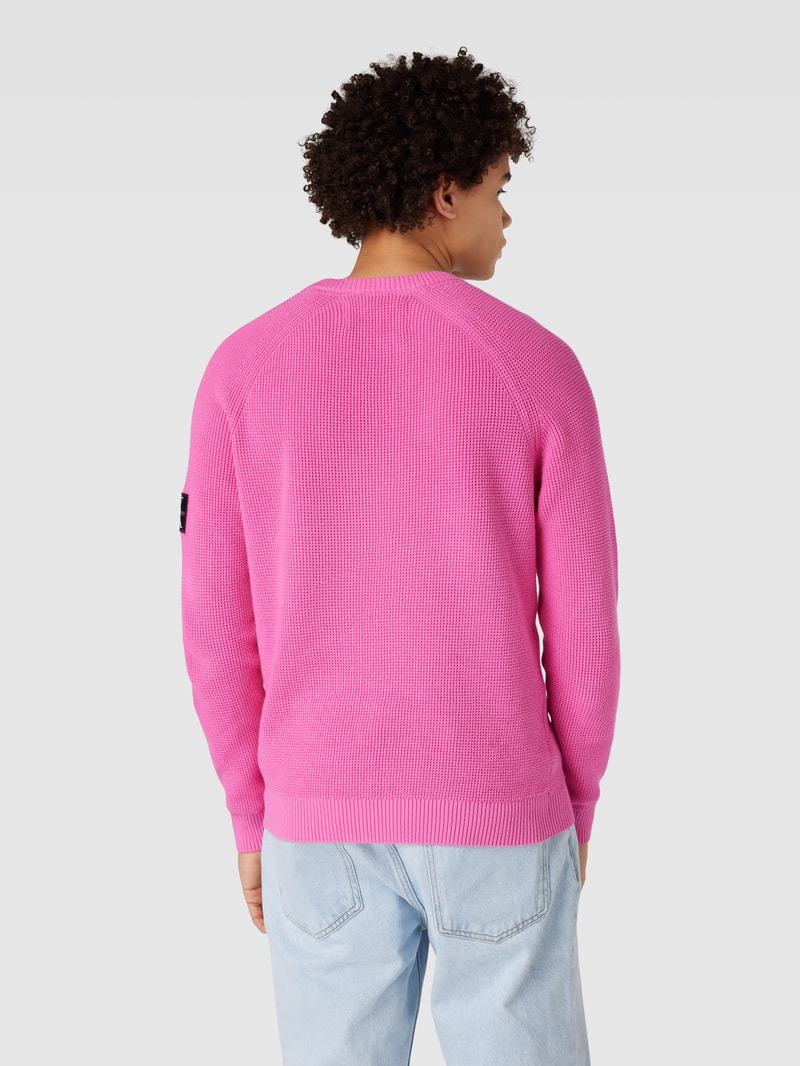 Strickpullover mit Label-Patch in pink