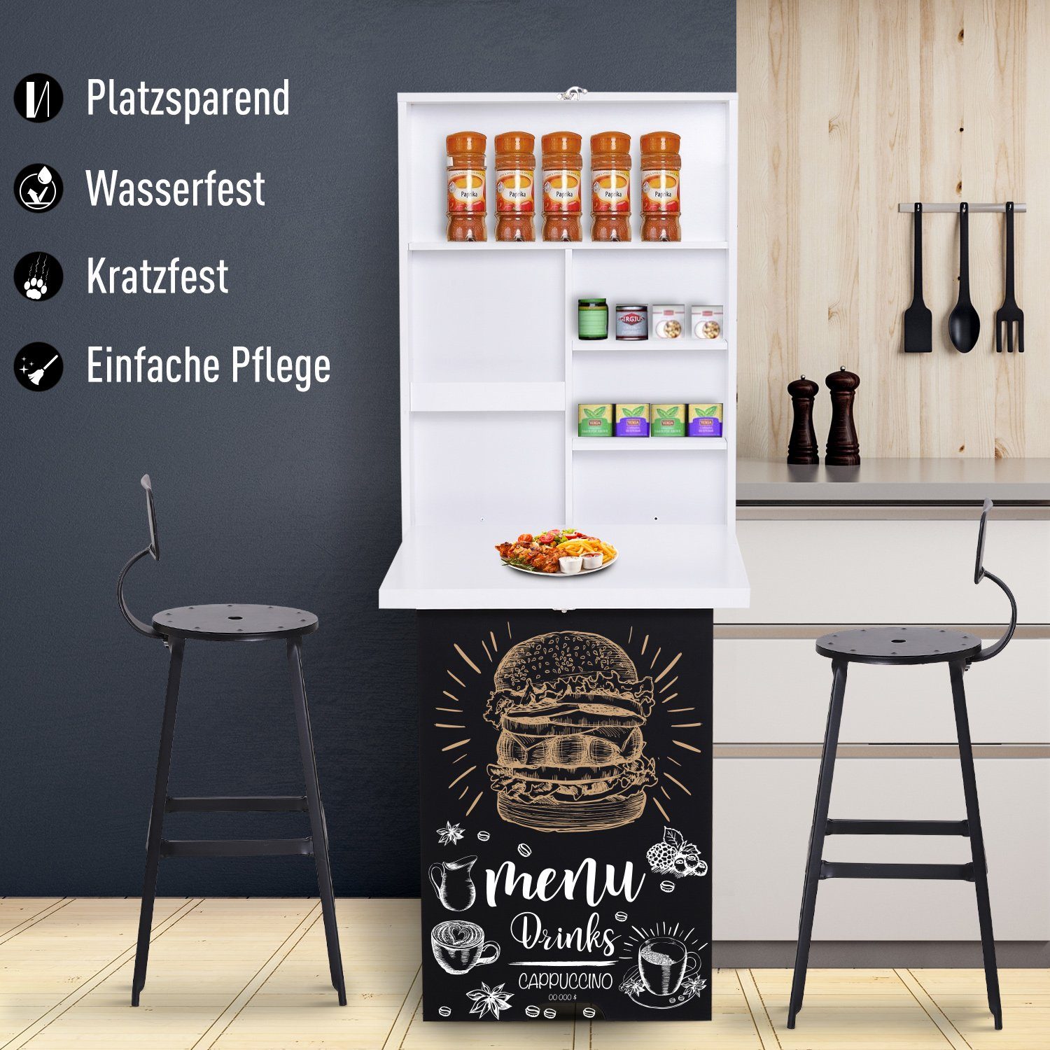 HOMCOM Klapptisch Klappschreibtisch mit Tafel