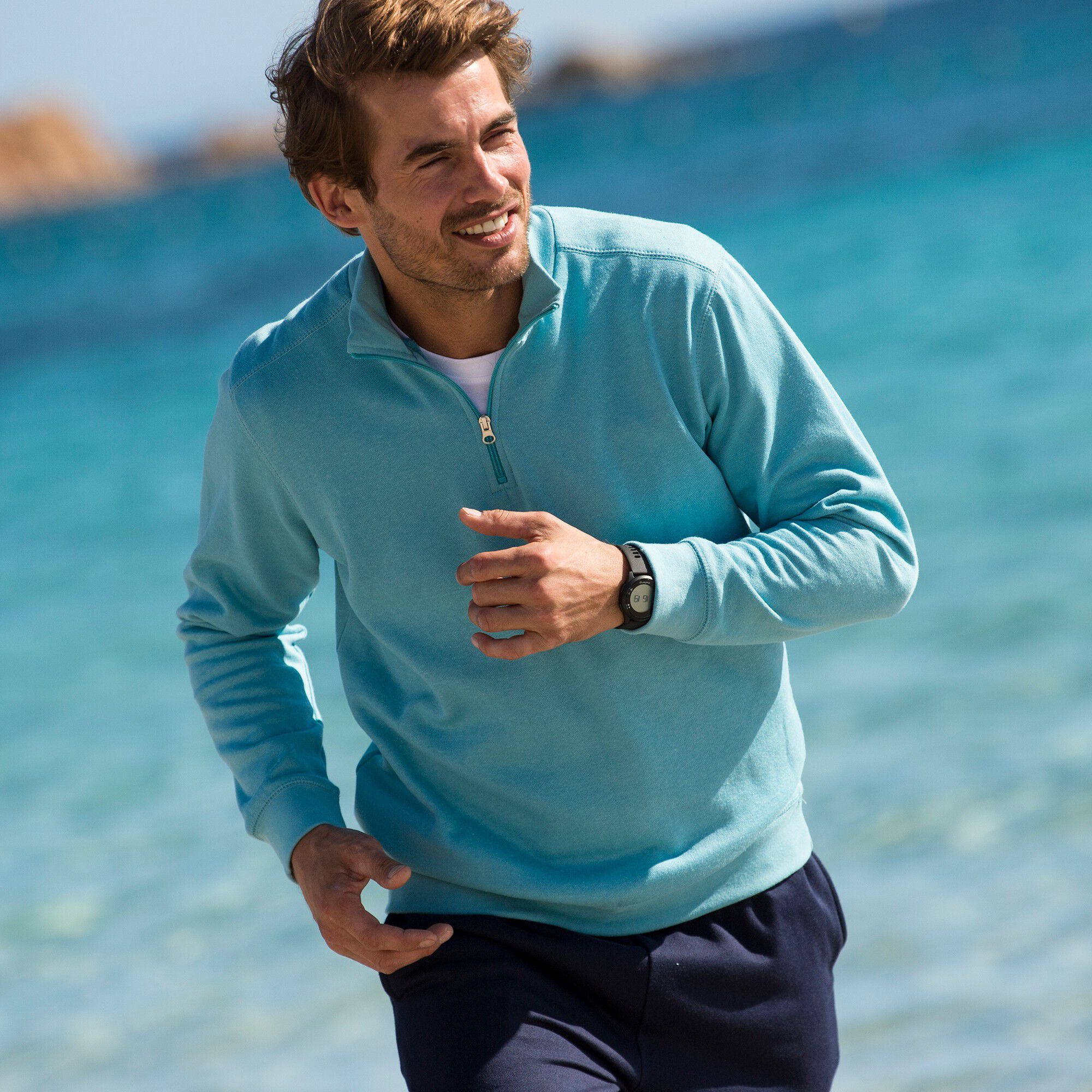 Sweat molleton col camionneur zippé
