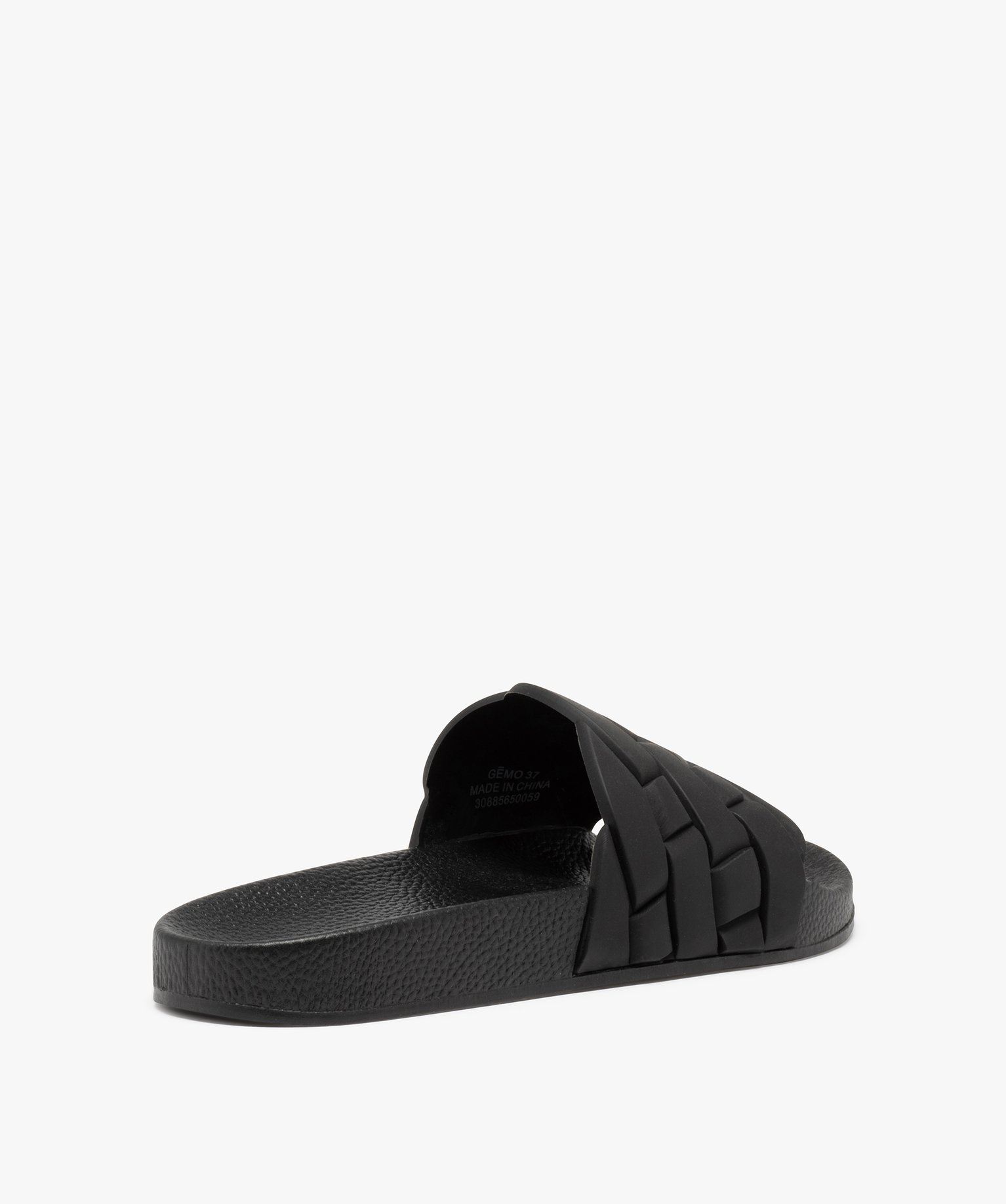 Mules de piscine femme unies à bandeau tressé noir | GEMO