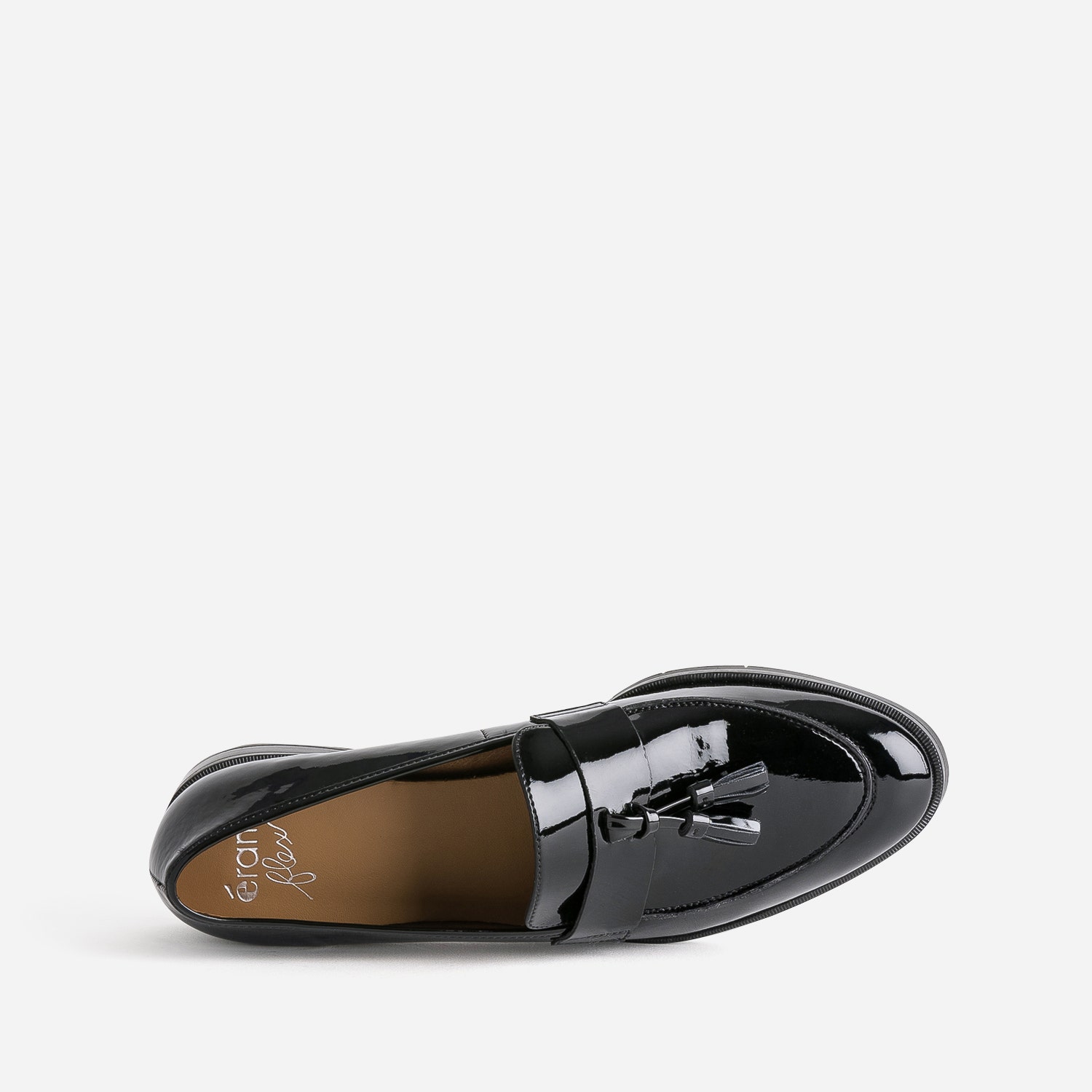 Mocassin à glands ERAM FLEX noir verni en cuir