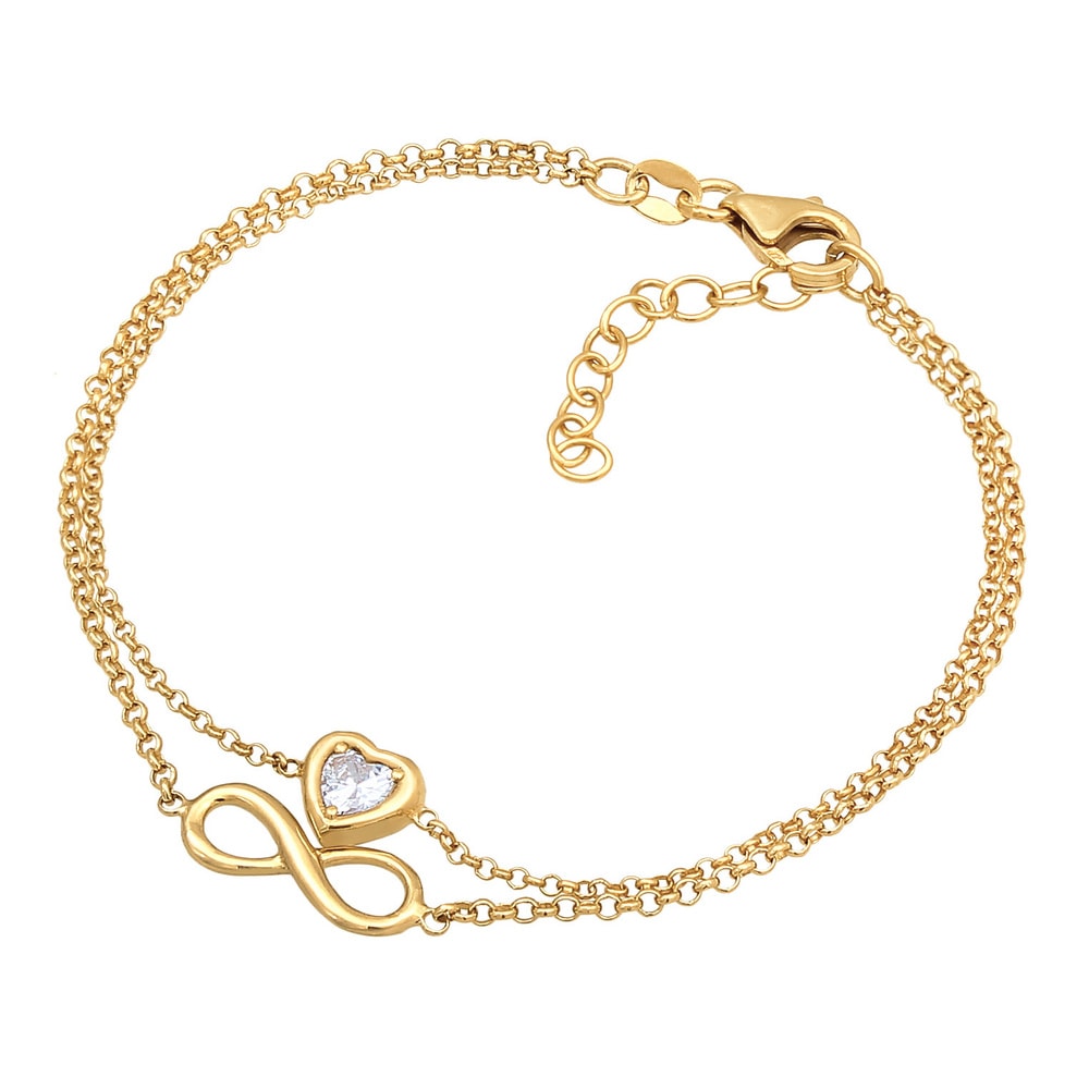 Elli Elli Bracelet Femmes Couches l'infini Coeur avec Cristal de Zirconium en Argent S Bracelet