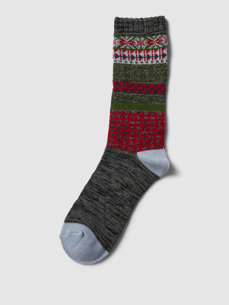 Socken mit Allover-Muster Modell 'Hygge' im 2er-Pack in dunkelgrau