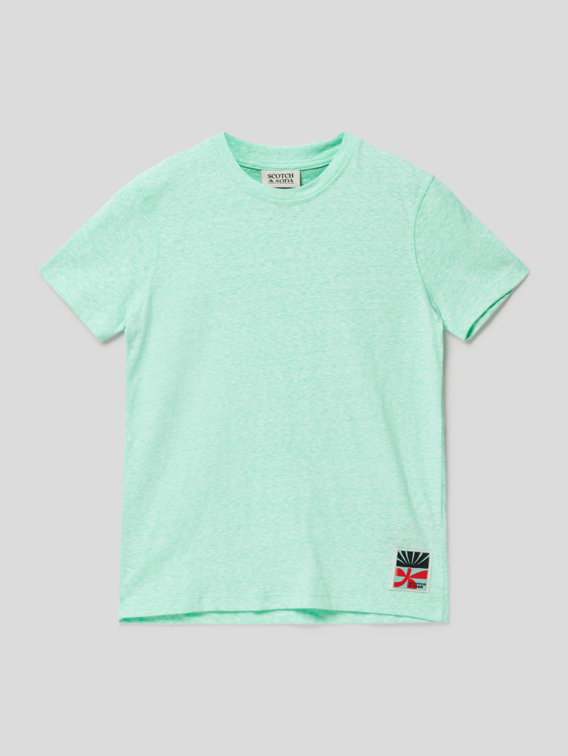 T-Shirt mit Label-Patch in mint meliert