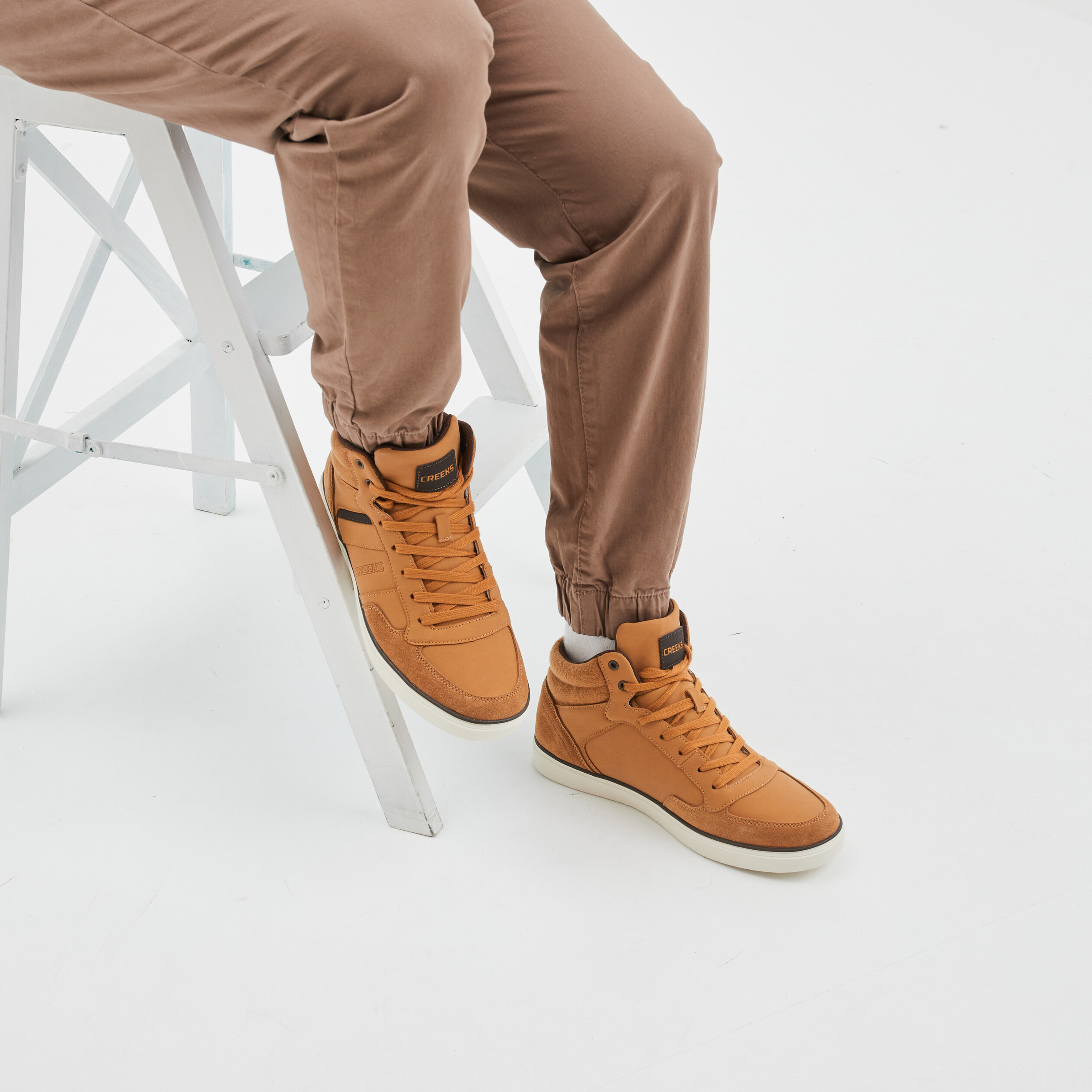 Baskets montantes à lacets Creeks Kibo jaune homme | La Halle