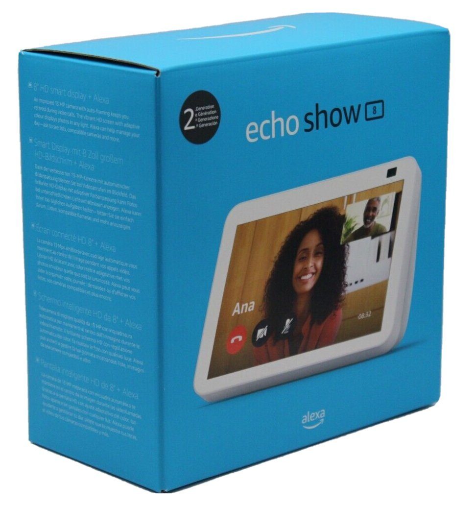 Amazon Echo Show 8 2. Generation 2021 Smart Speaker (WLAN (WiFi), Bluetooth, hochauflösender Klang, Sprachsteuerung, 13 MP Kamera, Kameraabdeckung)