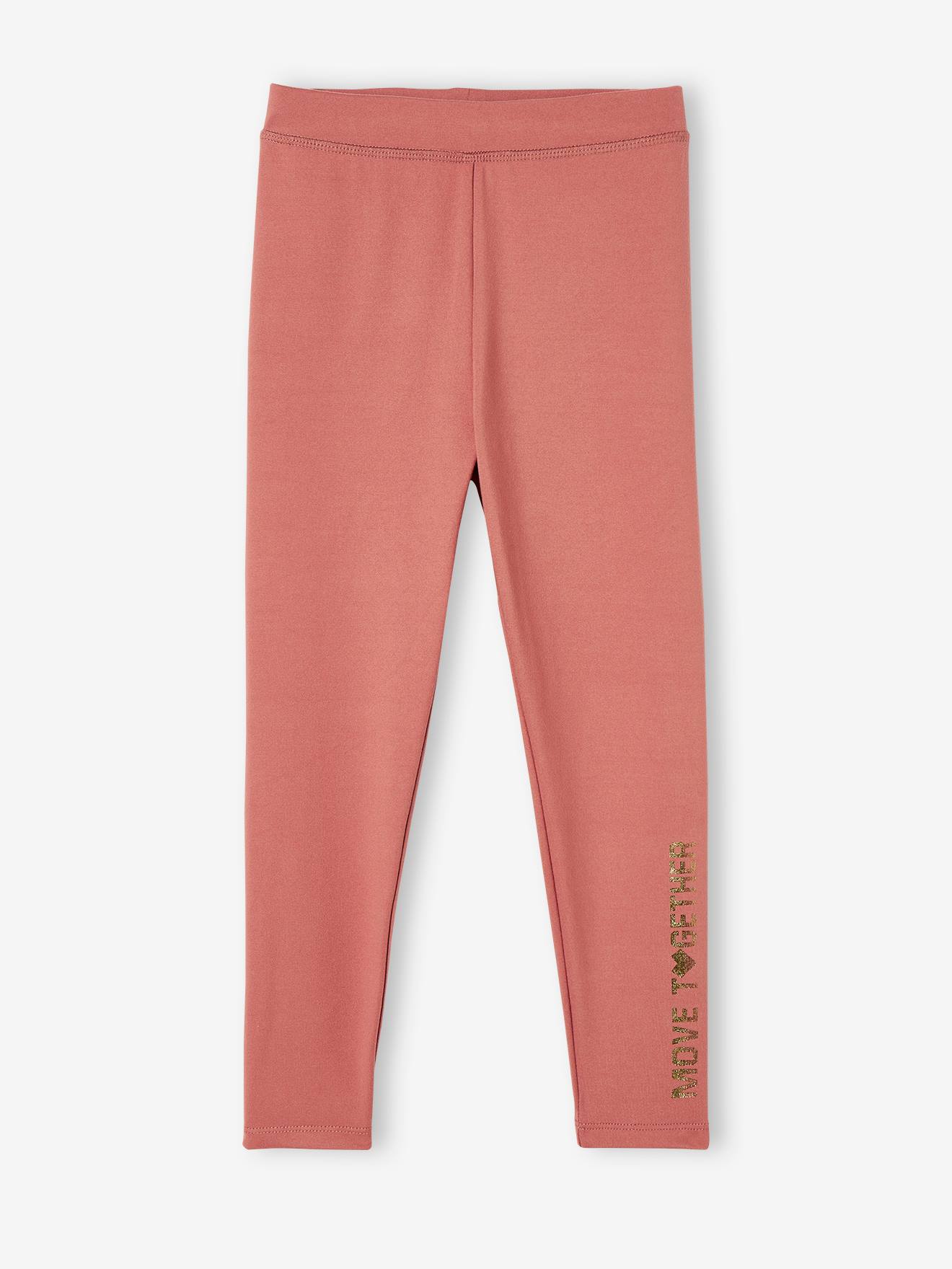 Legging sport Basics fille inscription métallisée terracotta