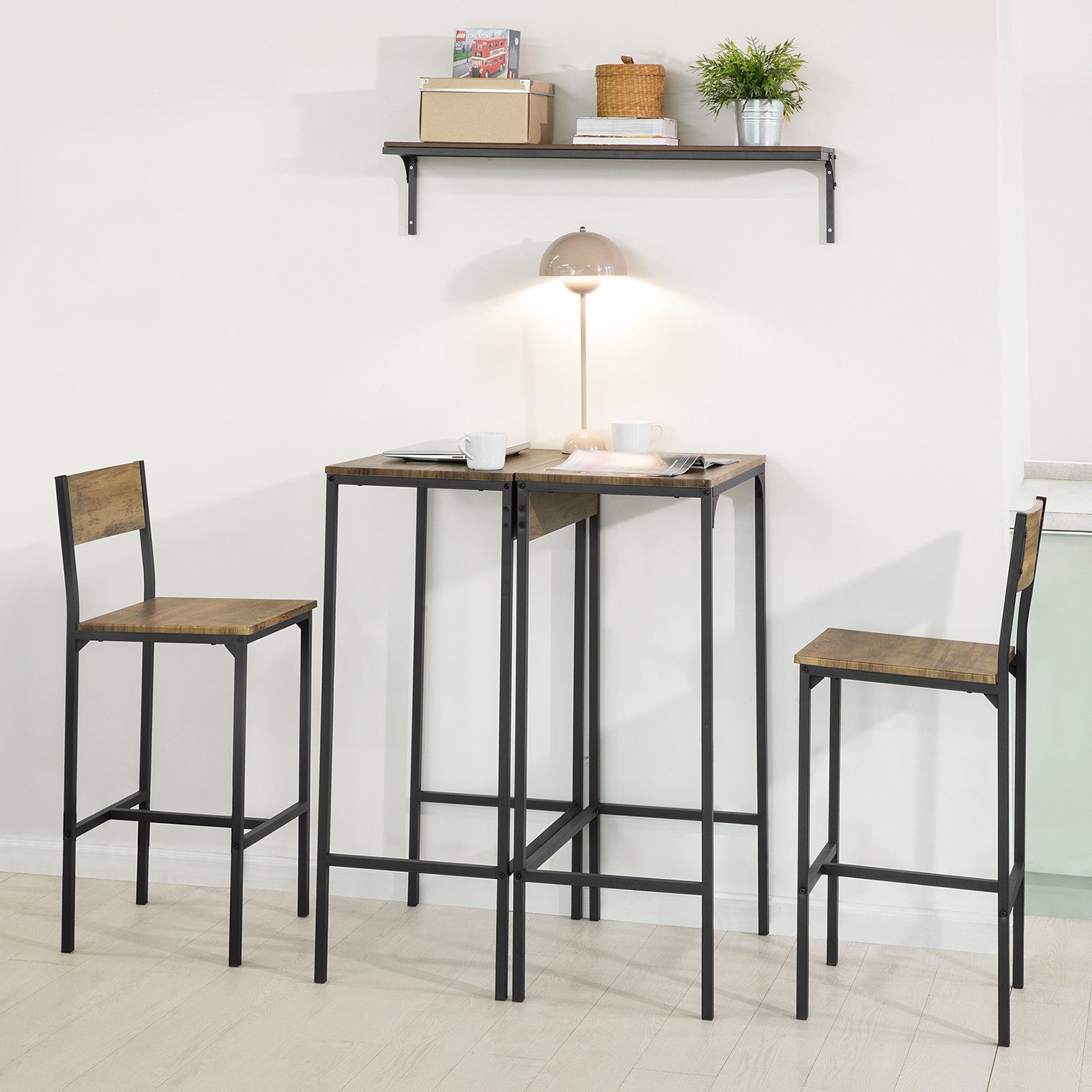 SoBuy Bartisch OGT42, 4-teilig Bartisch mit Stühlen Esstisch Bistrotisch Küchentisch