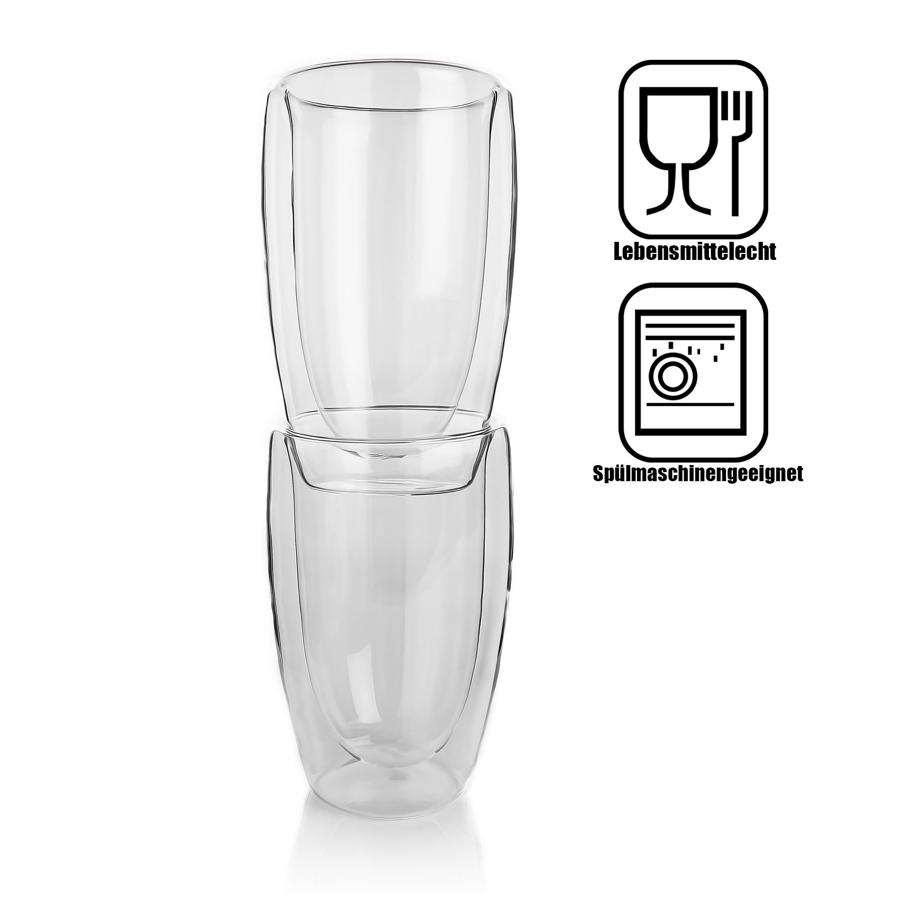 BigDean Latte-Macchiato-Glas 6 Stück Doppelwandige Latte Macchiato Gläser 400 ml, Glas