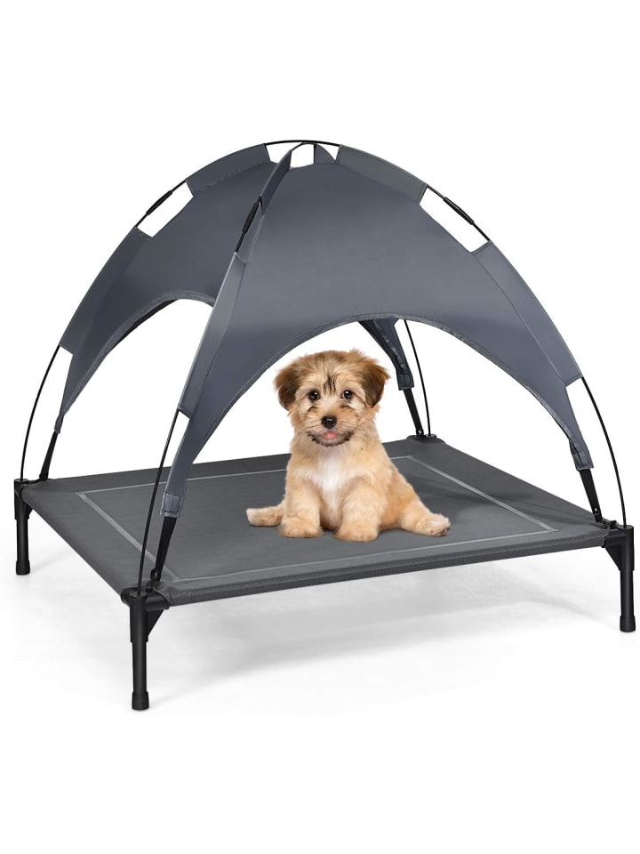 COSTWAY Hundebett mit Baldachin L in Grau günstig kaufen 90 cm