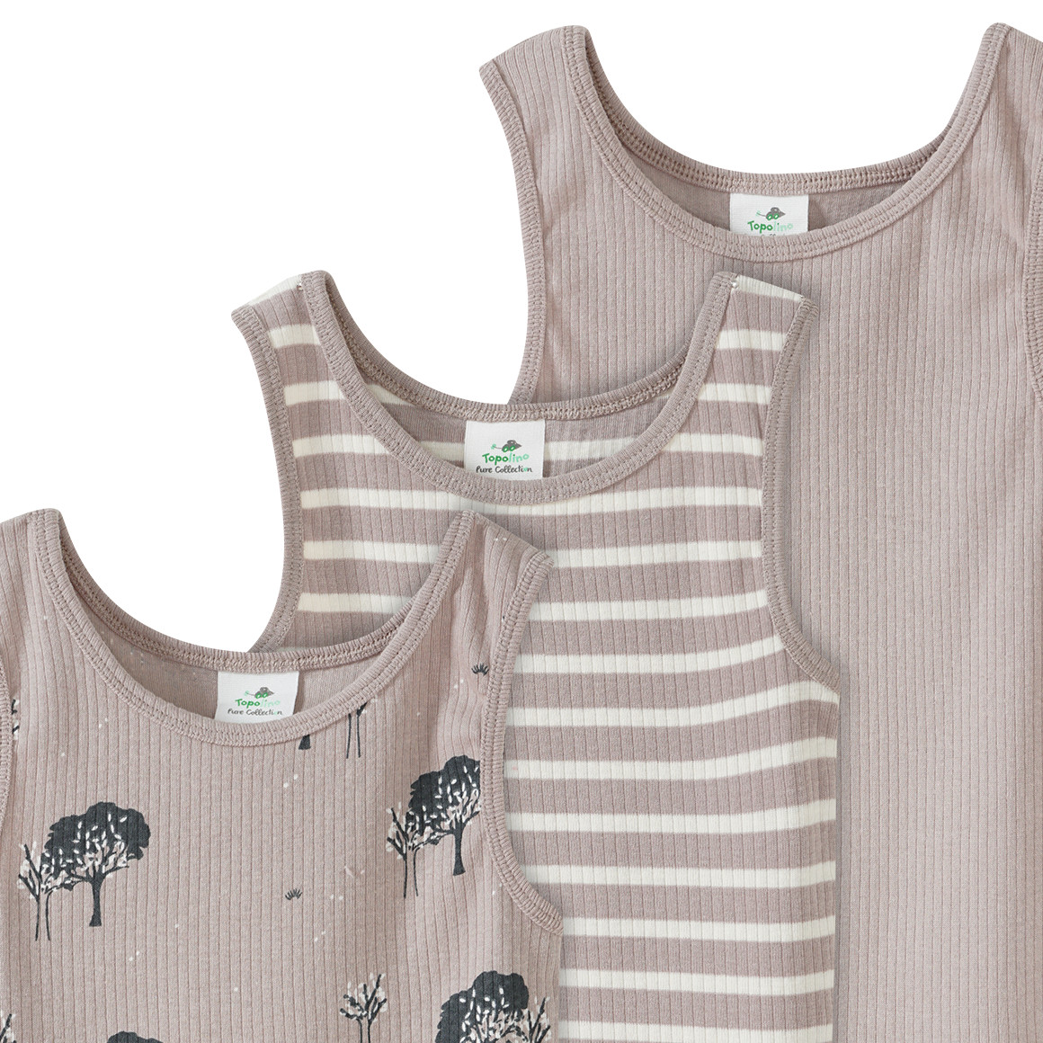 3 Jungen Unterhemden mit Rippstruktur