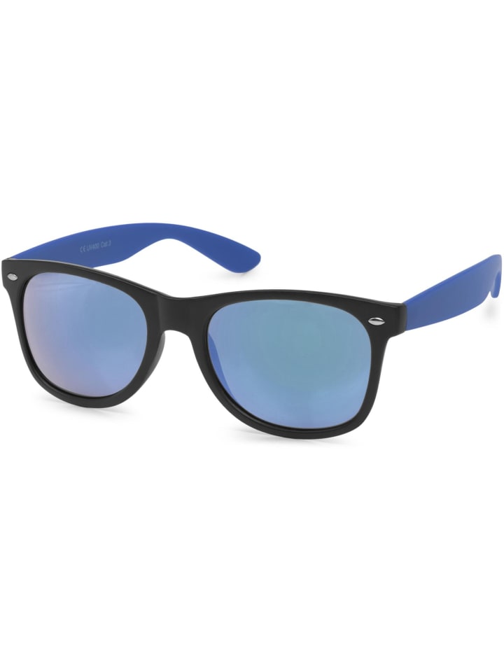 styleBREAKER Nerd Sonnenbrille in Schwarz-Blau matt / Blau günstig kaufen onesize