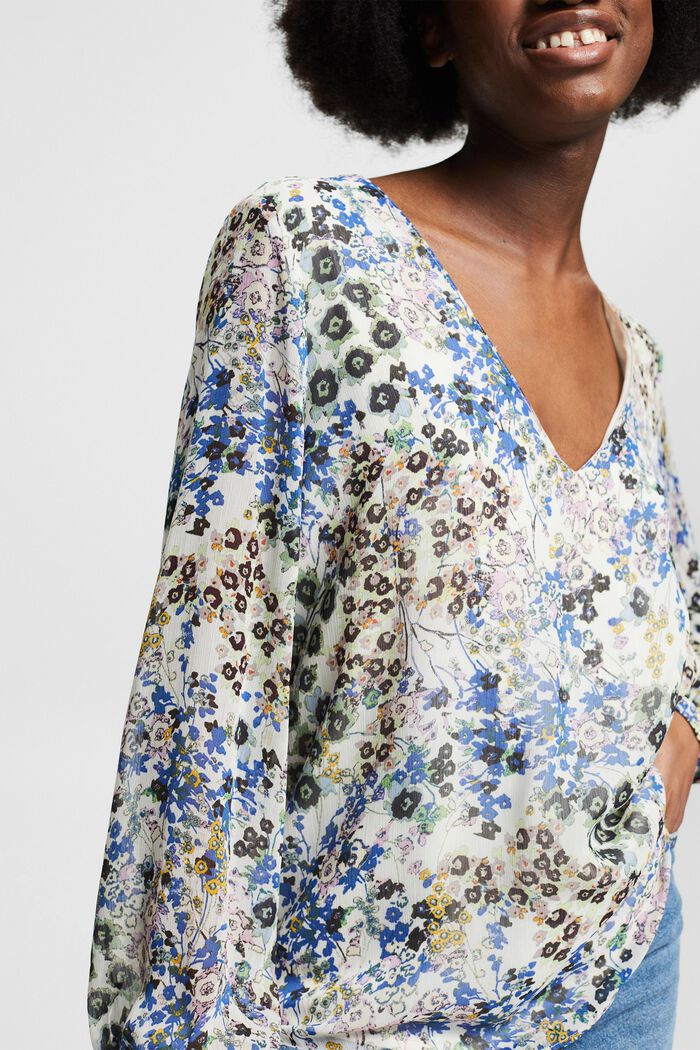 Crêpe-Bluse mit Millefleurs