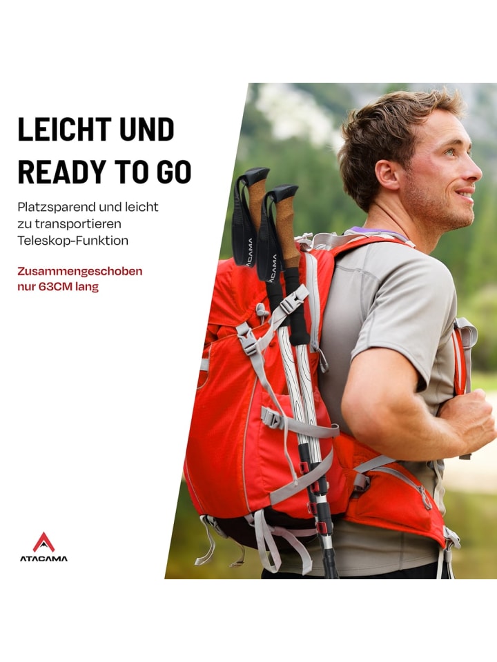 Atacama ATACAMA Nordic Walking Stöcke Damen und Herren Wanderstöcke Teleskop aus Carbo günstig kaufen onesize