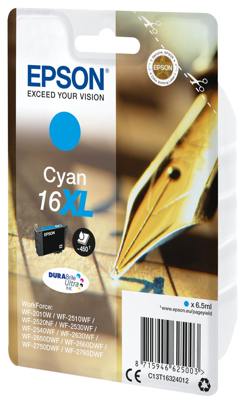 Epson Epson Pen and crossword Singlepack Cyan 16XL DURABrite Ultra Ink Tintenpatrone