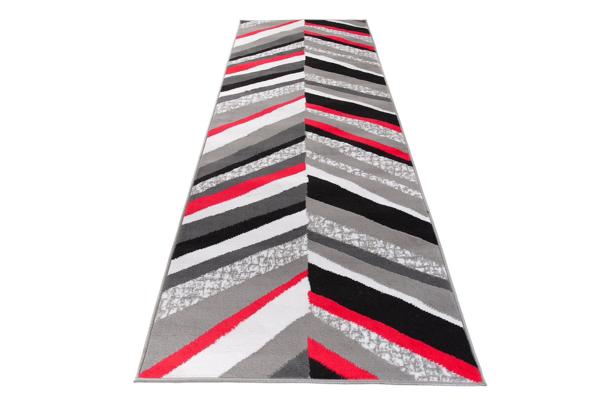 Läufer Läufer Flurläufer Modern für Vorzimmer 70 cm Breit Grau Rot, Mazovia, 70 x 100 cm, Kurzflor, Meterware, Höhe 8 mm, Kurzflor - niedrige Florhöhe