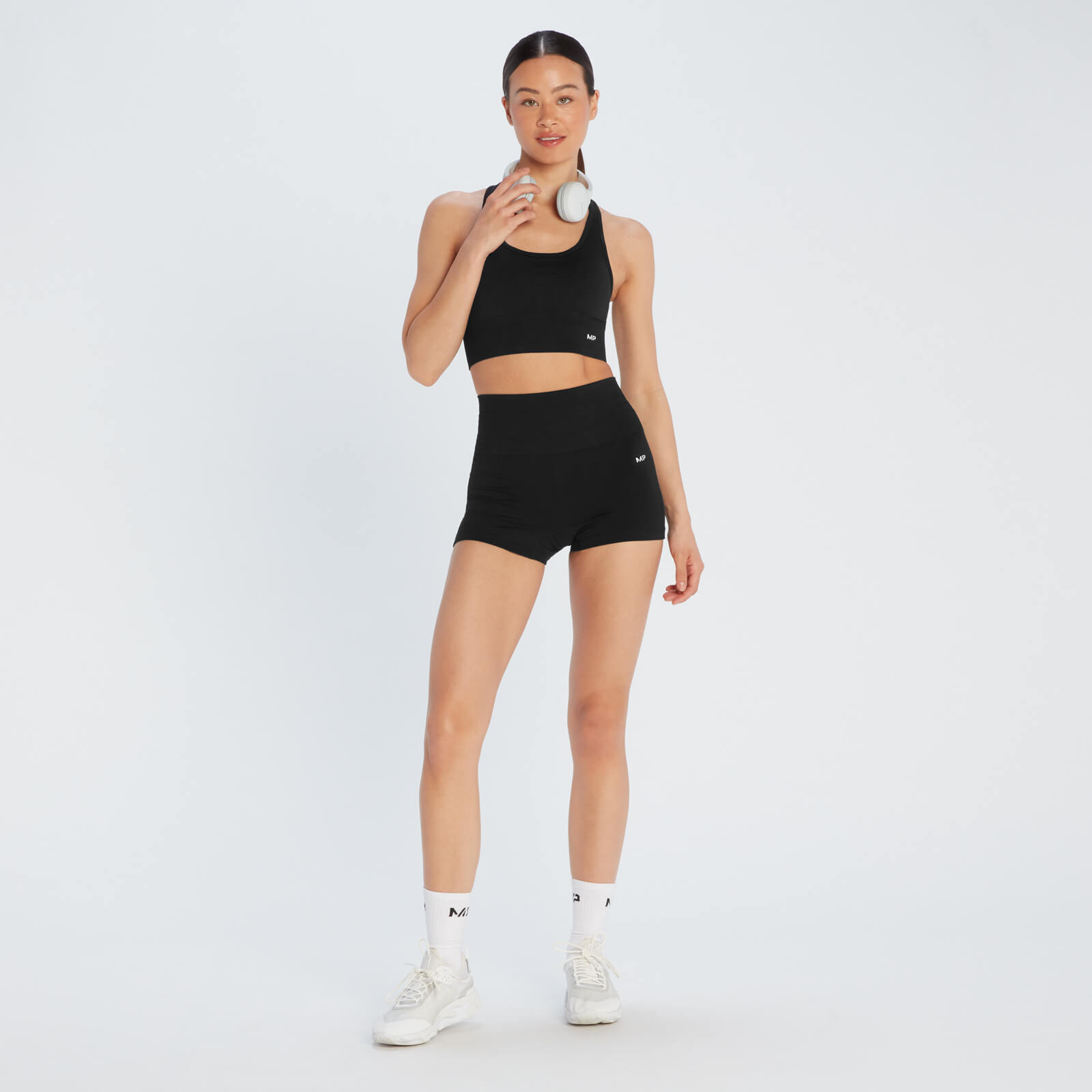 Brassière de sport à dos croisé sans coutures MP Shape Seamless pour femmes – Noir