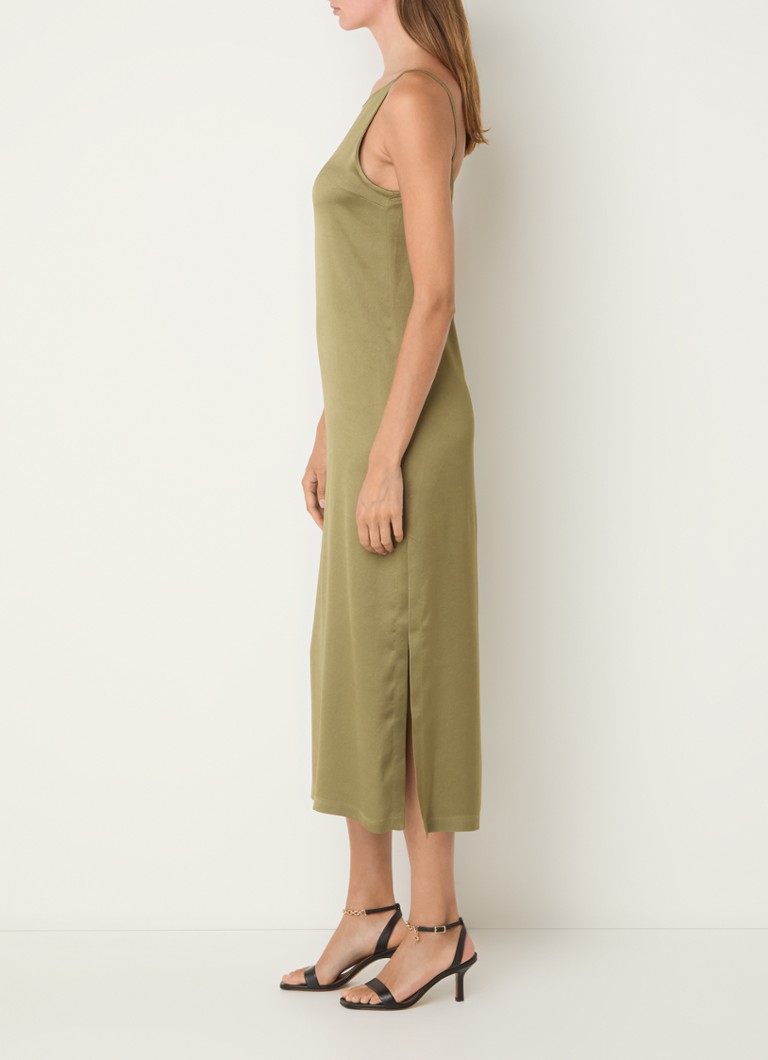Rochie maxi din satin Aleika cu crăpătură DRYKORN