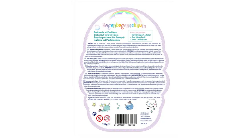 AVEO Kids Regenbogen-Badeschaum Badebombe sortiert