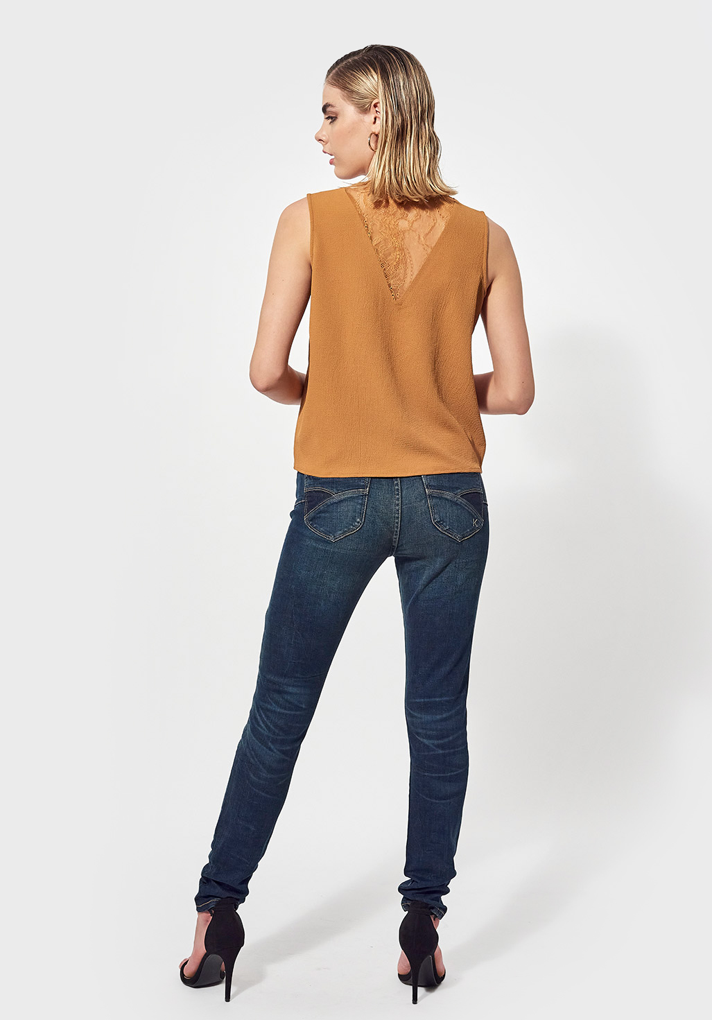 JAZZ  Blouse régular marron Femme avec dentelle