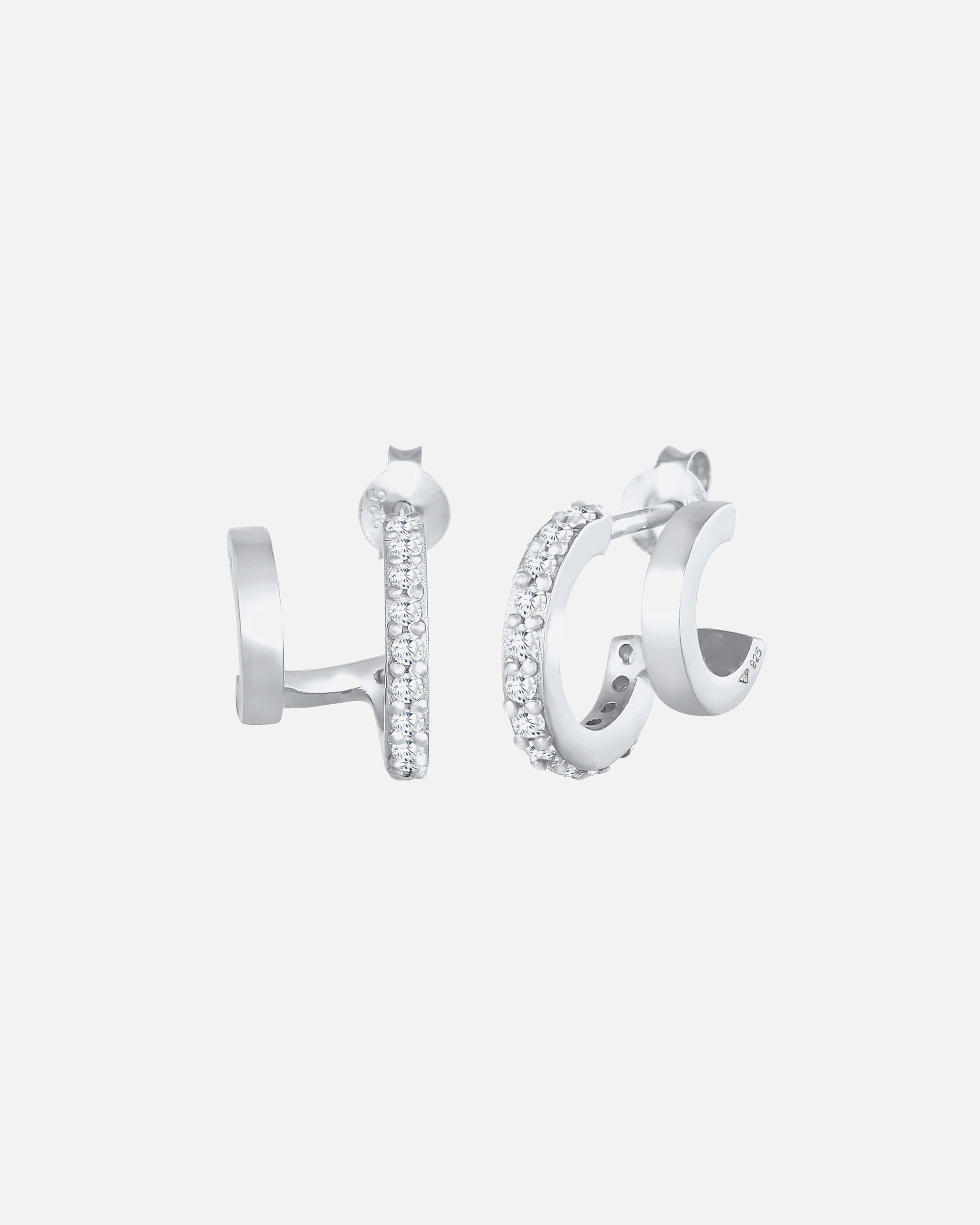 Pendientes de aro dobles Elli Trendy para mujer con circonita cúbica en plata de ley 925