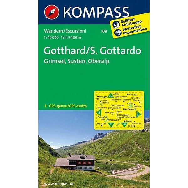 Gotthard / S. Gottardo - Grimsel - Susten - Oberalp 1 : 40 000 - Wanderkarte