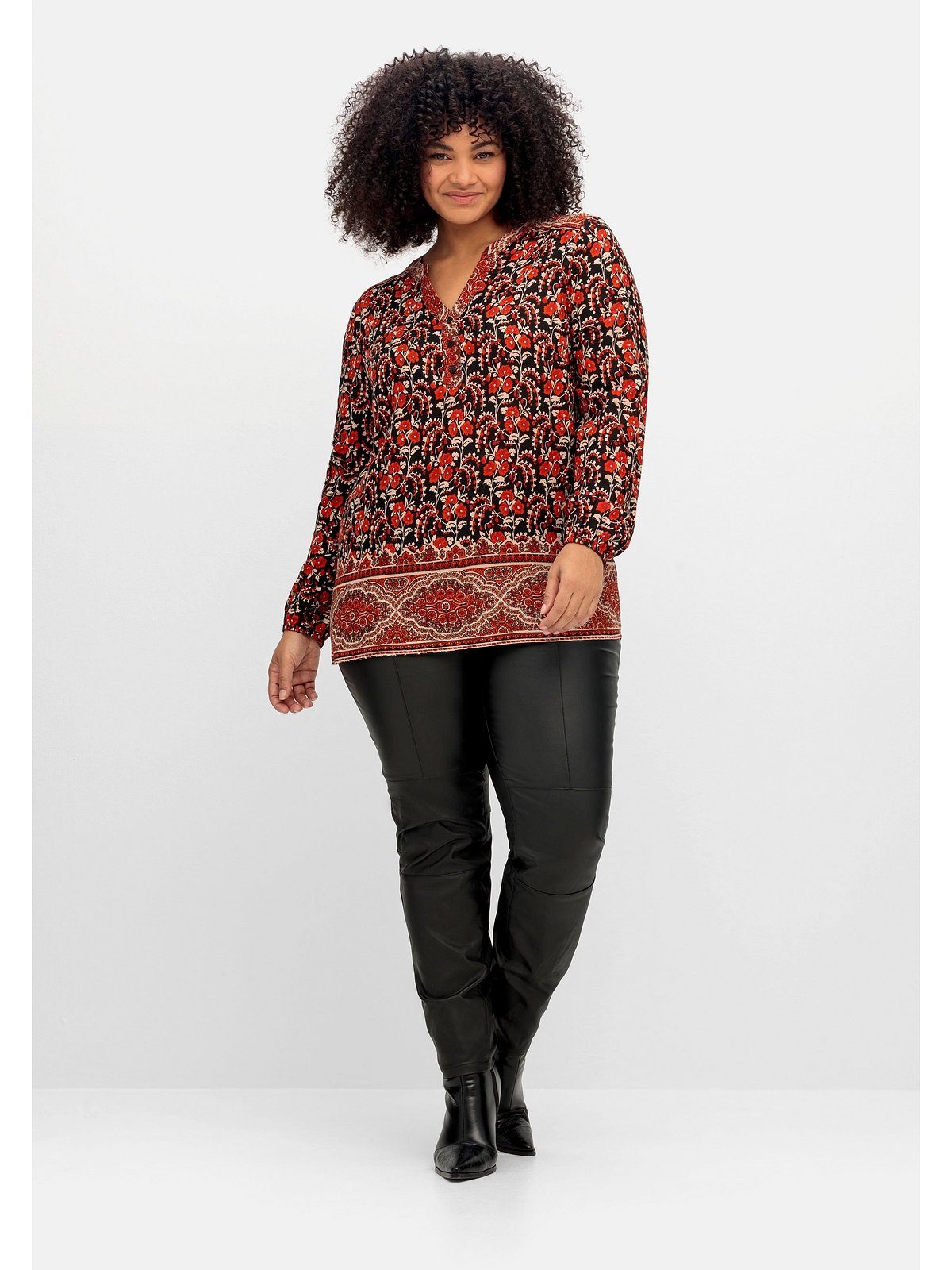 sheego by Joe Browns Tunika Große Größen mit Blumendruck und Bordürenprint