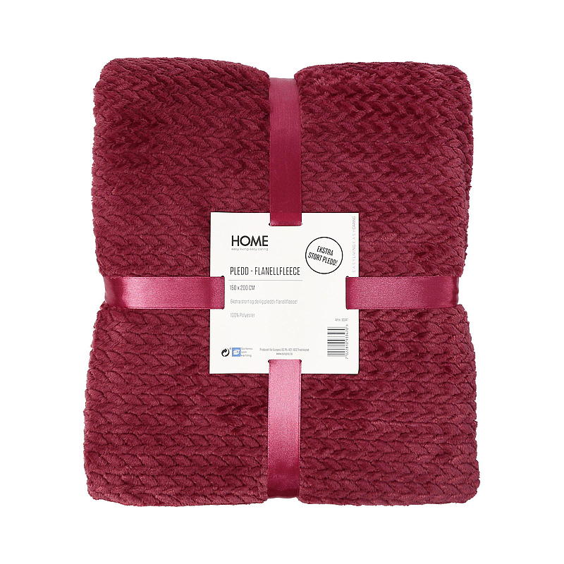 Home Pledd 150x200 cm flanellfleece rød melert
