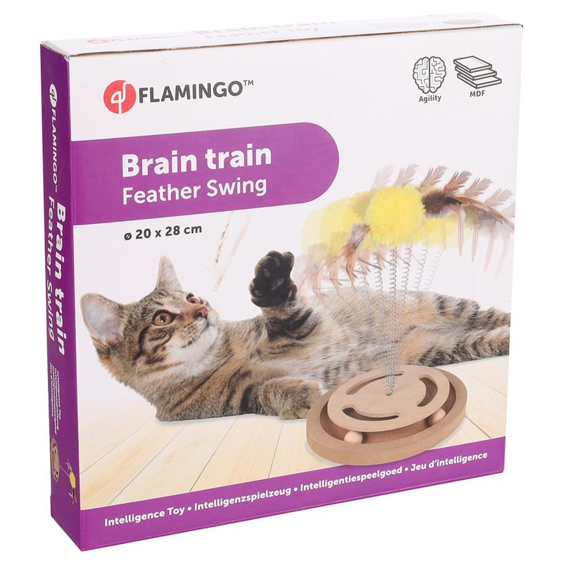 Flamingo Katzenspielzeug Kitty Brain Train mit Federn | bitiba.de