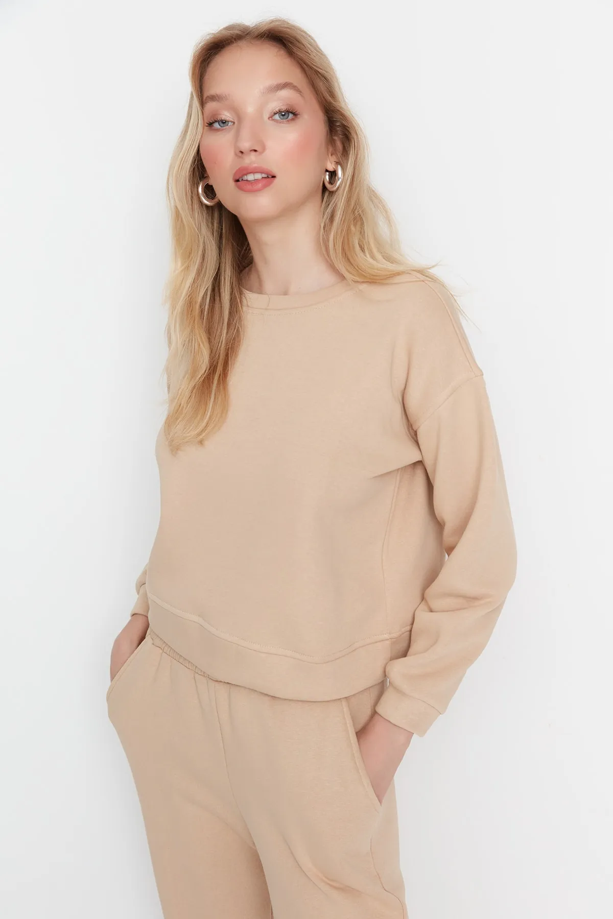 Trendyol Collection  Trainingsanzug - Beige - Regular Fit