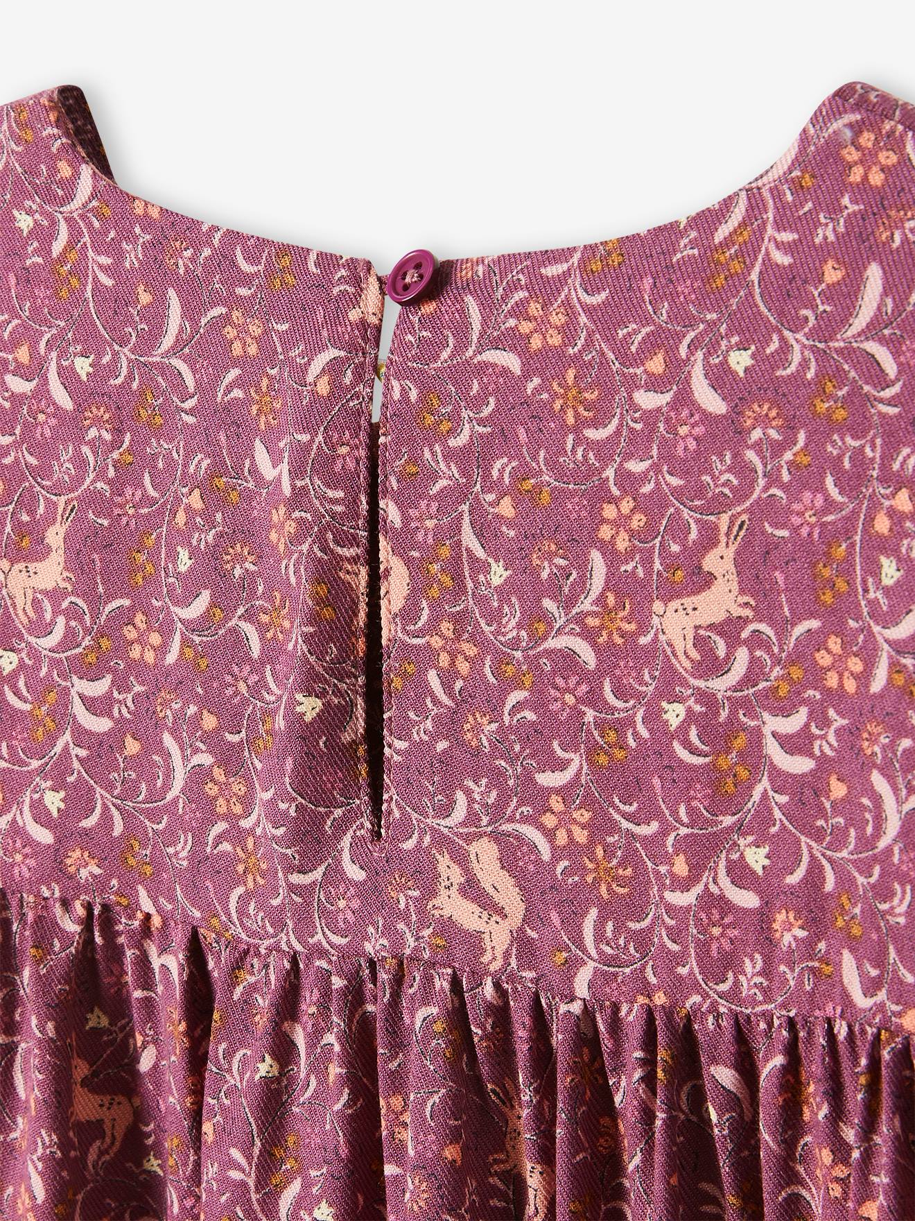 Robe fluide imprimée fille prune