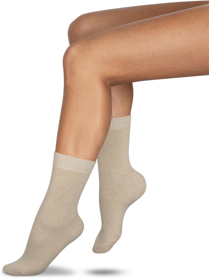 normani 3 Socken aus Cashmere und Merinowolle mit Komfortbund in Beige günstig kaufen