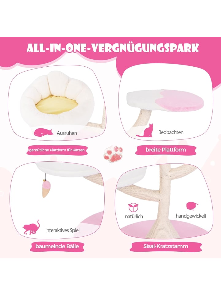 COSTWAY Katzenbaum Cloud-Stil in Rosa günstig kaufen onesize