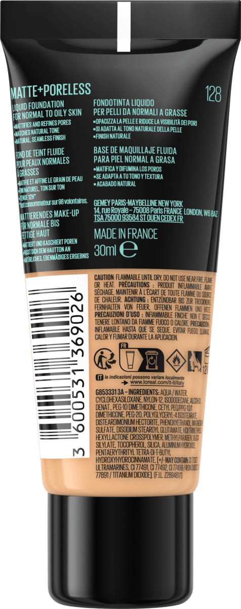 Foundation Fit Me Matte & Poreless 128 Warm Nude, 30 ml