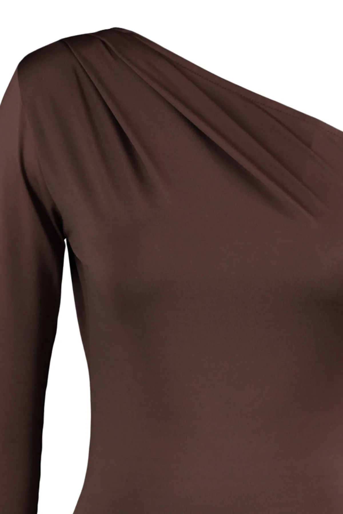 Trendyol Collection  Brauner, asymmetrischer Kragen, langärmeliger Stretch-Strickbody mit Druckknöpfen TWOAW22BD0080