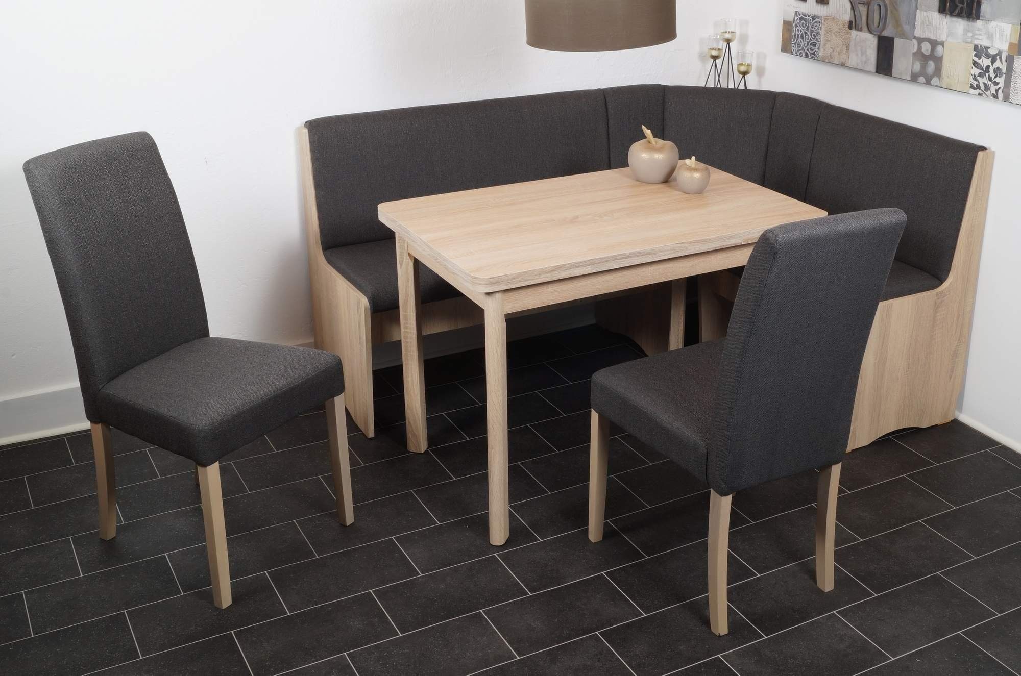 Trendmöbel24 Eckbankgruppe Eckbank Eckbankgruppe DUISBURG mit 4-Fußtisch ausziehbar Sonoma Eiche, (4-tlg)