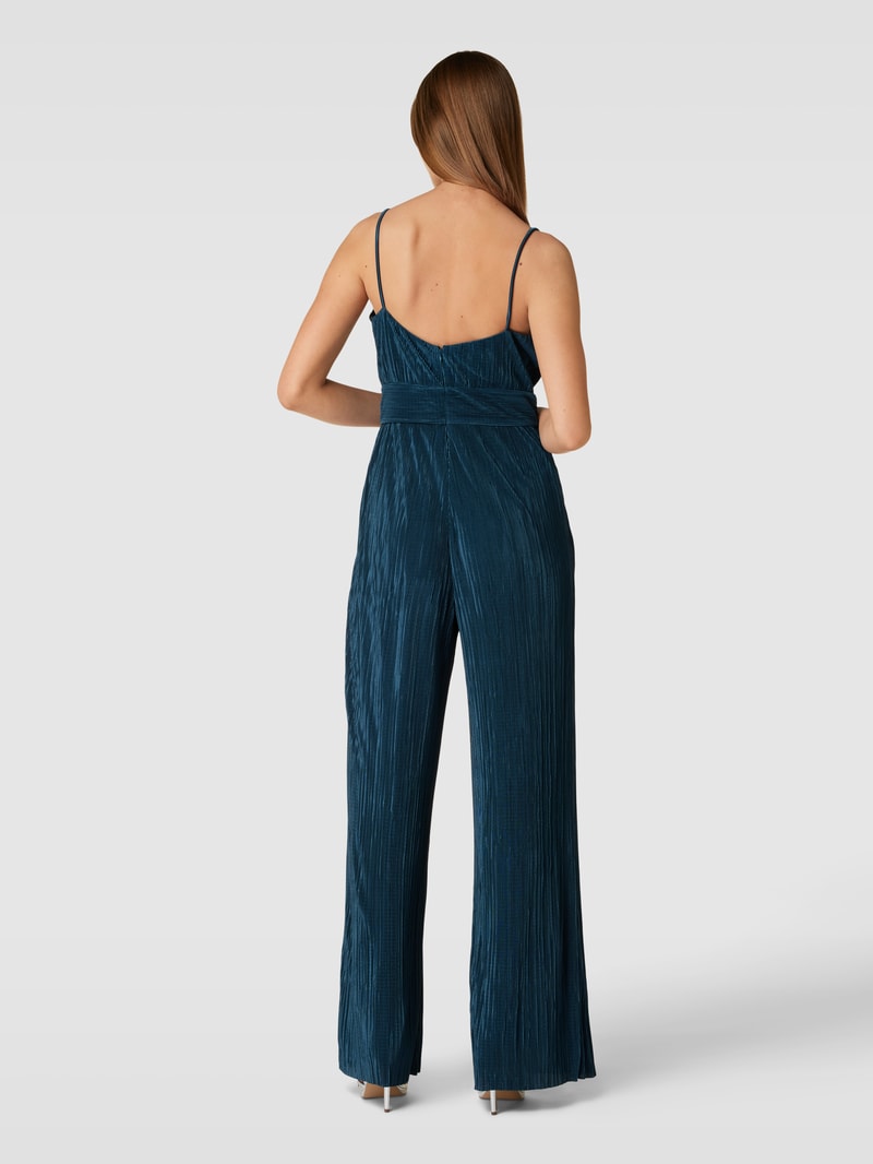 Jumpsuit mit feinen Plisseefalten in bottle meliert