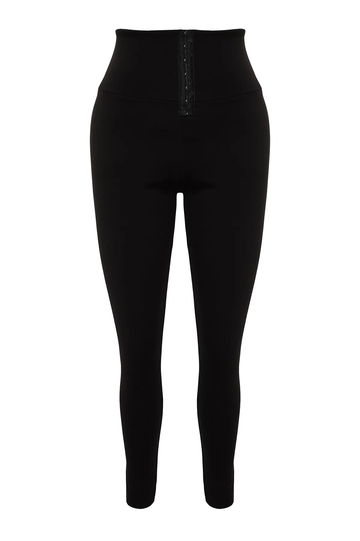 Trendyol Curve  Schwarze Interlock-Strickstrumpfhose im Korsett-Look mit hoher Taille TBSSS23BV00008