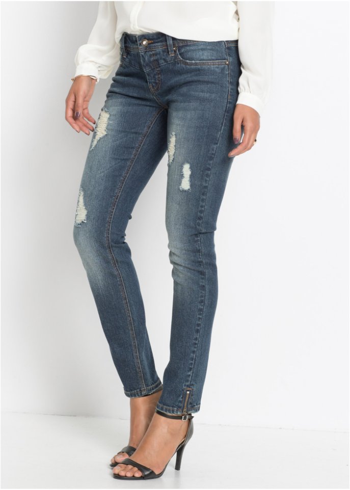 Stretch-Jeans mit Reißverschluss, Petite