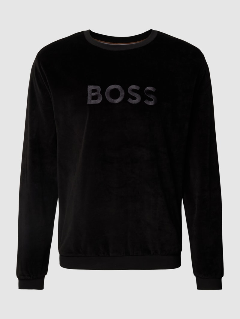 Sweatshirt mit Label-Stitching Modell 'Soleri' in schwarz