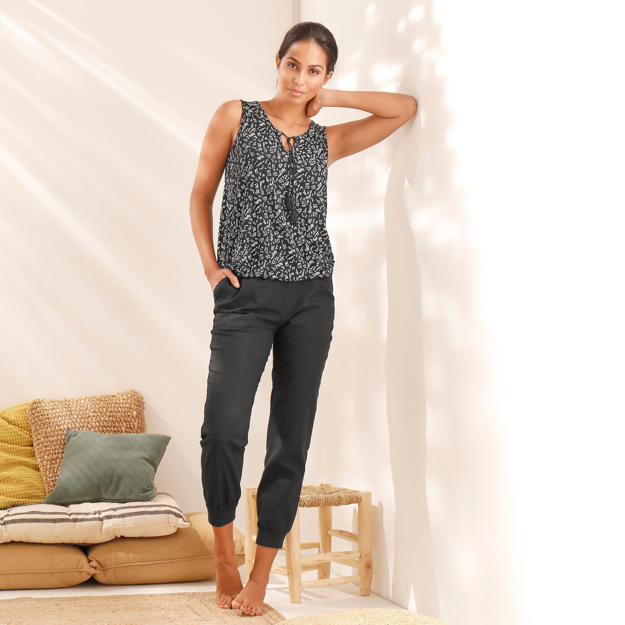 Pantalon fluide coton-lin