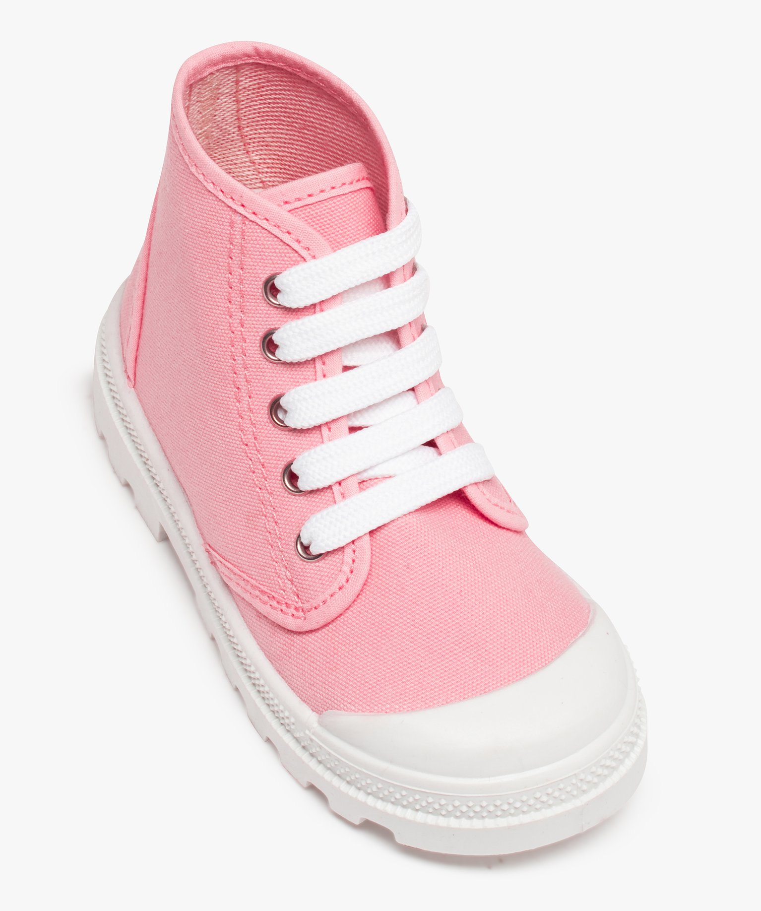 Baskets fille semi-montantes en toile unie et semelle crantée rose | GEMO