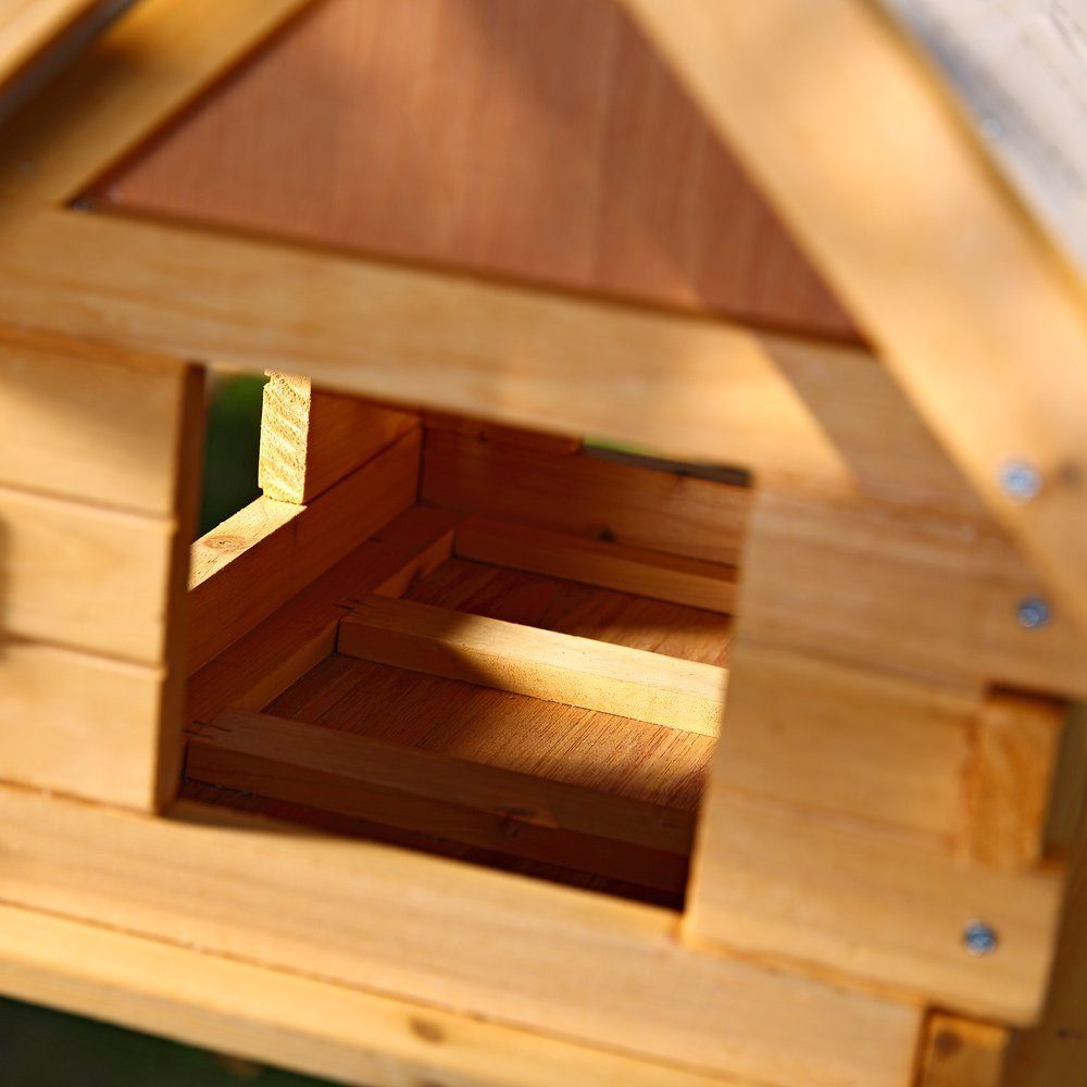 Melko Vogelhaus Vogelhaus Vogelfutterhaus Vogelvilla aus Holz in Grau Weiß Grün Rot Braun Vogelhäuschen Futterstation, Dachschindeln und Haus sind lasiert